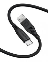 SWISSTEN 71531010 Soft Silicone USB Type-A apa - USB Type-C apa Adat és töltő kábel - Fekete (1.5m) (71531010) (71531010)
