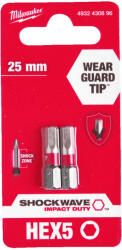 Milwaukee Shockwave bit Hex5 25mm-2db (4932430896)