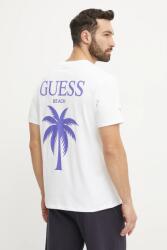 Guess pamut póló fehér, férfi, nyomott mintás, F5GI09 KA260 - fehér XL