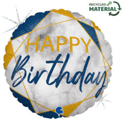 Grabo Happy Birthday Glitter Marble Blue fólia lufi 46 cm GBBG78059GHB (GBBG78059GHB)