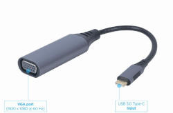 Gembird USB-C 3.0 / VGA adapter kábel 0.15m szürke Gembird (A-USB3C-VGA-01)