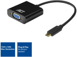 ACT USB-C 3.2 Gen1 / VGA D-sub adapter kábel 0.15m fekete ACT (AC7300)