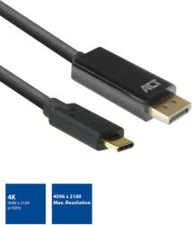 ACT USB-C 3.2 Gen1 / DisplayPort kábel 2m fekete 4K ACT (AC7325)