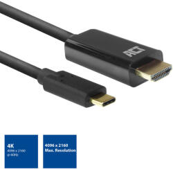 ACT USB-C 3.2 Gen1 / HDMI kábel 2m fekete 4K ACT (AC7315)