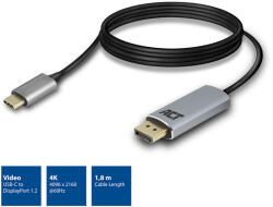 ACT USB-C 3.2 Gen1 / DisplayPort kábel 1.8m szürke 4K ACT (AC7035)