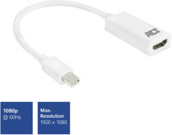ACT miniDisplayPort / HDMI adapter kábel 0.15m fehér ACT (AC7525)