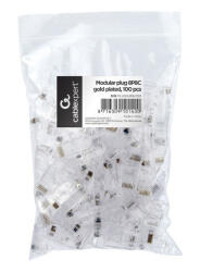 Gembird Moduláris 8P8C RJ45 csatlakozó aranyozott 100db/csomag Gembird (PLUG3UP6/100)