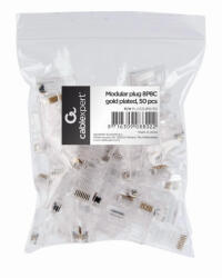 Gembird Moduláris 8P8C RJ45 csatlakozó aranyozott 50db/csomag Gembird (PLUG3UP6/50)