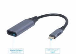 Gembird USB-C 3.0 / DisplayPort adapter kábel 0.15m szürke 4K Gembird (A-USB3C-DPF-01)