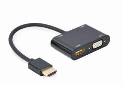 Gembird HDMI / HDMI+VGA+audio anya adapter kábel 0.15m fekete Gembird (A-HDMIM-HDMIFVGAF)