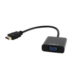 Gembird HDMI / VGA + 3.5mm jack audio adapter kábel 0.15m fekete Gembird (A-HDMI-VGA-03)