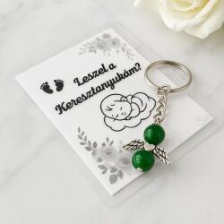 MyVanilla Ásvány Leszel a keresztanyukám? Ajándékkártya & Zöld Jáde Angyal Kulcstartó Csomag