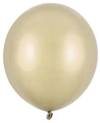Partydeco Strong 17" (43cm-es) Latex léggömb, Metallic Gold, Metál Arany (LUFI573555)