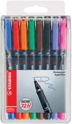 STABILO Alkoholos marker készlet 0, 4mm, STABILO OHPen S, 8 klf. szín (841/8) - iroda-ellatas