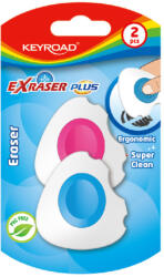 Keyroad Radír, PVC mentes 2 db/bliszter Keyroad Exraser Plus vegyes színek (KR971704) - iroda-ellatas