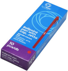 BLUERING Golyóstoll 0, 7mm eldobható, hatszögletű test kupakos Bluering® Jetta, írásszín piros (50620) - iroda-ellatas
