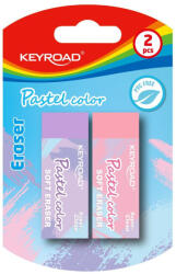 Keyroad Radír, PVC mentes 2 db/bliszter Keyroad Pastel Color vegyes színek (KR972036) - iroda-ellatas