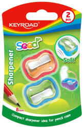 Keyroad Hegyező 1 lyukú fedeles 2 db/bliszter Keyroad Seed vegyes színek (KR972116) - iroda-ellatas