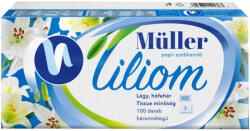 Müller Papírzsebkendő 3 rétegű 100 db/csomag Liliom illatmentes (42529) - iroda-ellatas