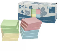 Info Notes Jegyzettömb öntapadó, 75x75mm, 12x100lap, újrahasznosított Info Notes, sárga, zöld, kék, rózsaszín (5654-88BOX) - iroda-ellatas