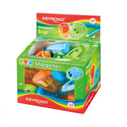 Keyroad Hegyező 2 lyukú tartályos 24 db/display Keyroad Starfish vegyes színek (KR970973) - iroda-ellatas