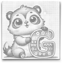  PontPöttyöző - G betű - Állattal Méret: 50x50cm, Keretezés: Kartonlemezen, Szín: Piros