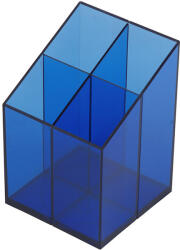 Bluering Írószertartó 4 rekeszes négyszögletű műanyag, Bluering® transzparens kék (41037A) - iroda-ellatas