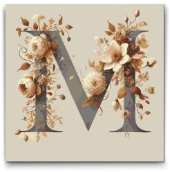  Festés számok szerint - M betű - Virágminta Méret: 50x50cm, Keretezés: Kartonlemezen