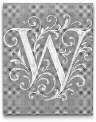  PontPöttyöző - W betű Méret: 30x40cm, Keretezés: Keret nélkül (csak a vászon), Szín: Fekete