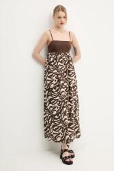 Abercrombie & Fitch vászon ruha barna, maxi, harang alakú, KI159-5682 - barna L