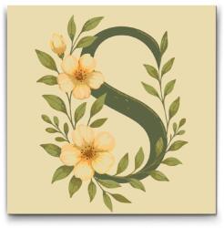  Festés számok szerint - S betű - Virágminta Méret: 50x50cm, Keretezés: Kerek keret