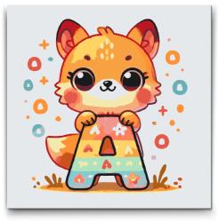  Festés számok szerint - A betű - Állattal Méret: 50x50cm, Keretezés: Kartonlemezen