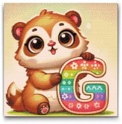  Gyémántszemes kirakó - G betű - Állattal Méret: 50x50cm, Keretezés: Keret nélkül (csak a vászon), Gyémántok: Négyzet alakú