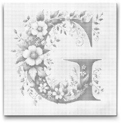  PontPöttyöző - G betű - Virágminta Méret: 50x50cm, Keretezés: Kerek keret, Szín: Kék