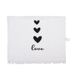 Clayre & Eef Prosop de maini si fata bumbac alb negru Love 40x66 cm (CTLBS-1) Prosop