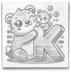  PontPöttyöző - K betű - Állattal Méret: 50x50cm, Keretezés: Műanyagtáblával, Szín: Piros