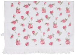Clayre & Eef Prosop de maini si fata bumbac alb roz verde Roses 40x66 cm (CT029) Prosop