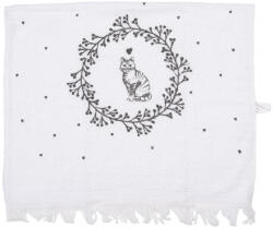 Clayre & Eef Prosop de maini si fata bumbac alb negru Pisicuta 40x66 cm (CTLGC-2) Prosop