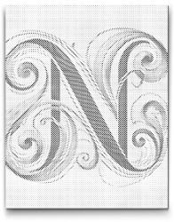  PontPöttyöző - N betű Méret: 30x40cm, Keretezés: Műanyagtáblával, Szín: Fekete