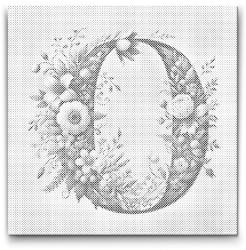  PontPöttyöző - O betű - Virágminta Méret: 50x50cm, Keretezés: Kerek keret, Szín: Zöld