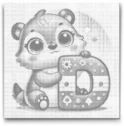  PontPöttyöző - D betű - Állattal Méret: 50x50cm, Keretezés: Kerek keret, Szín: Kék