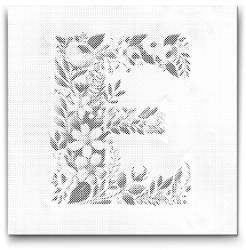PontPöttyöző - E betű - Virágminta Méret: 50x50cm, Keretezés: Műanyagtáblával, Szín: Fekete