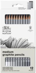 Winsor & Newton Set de 12 creioane grafit - duritate medie Winsor & Newton