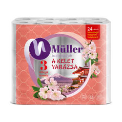 Müller Toalettpapír 3 rétegű kistekercses 100% cellulóz 24 tekercs/csomag Kelet Varázsa Müller fehér - veryjet