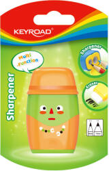 Keyroad Hegyező, 2 lyukú, radírral, 1 db/bliszter, Keyroad 2in1, vegyes színek (KR972118) - veryjet