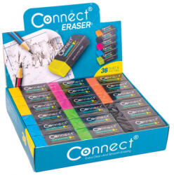 Connect Radír Connect plasztik, 36 db/kínáló doboz 6x6szín, (C-105842) - veryjet