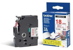 Brother Feliratozógép szalag, Brother TX242 18mm ORIGINAL fehér/piros leértékelt (TX242) - veryjet