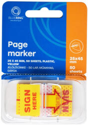 Bluering Jelölőcímke 25x45mm, 50lap, műanyag Bluering® aláírás ikon sárga - officefirst