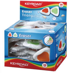 Keyroad Radír, PVC mentes 36 db/display Keyroad Triangular vegyes színek (KR970984) - veryjet