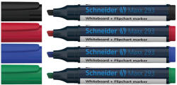 Schneider Tábla- és flipchart marker készlet 2-5mm, vágott végű Schneider Maxx 293, 4 klf. szín (129394) - veryjet
